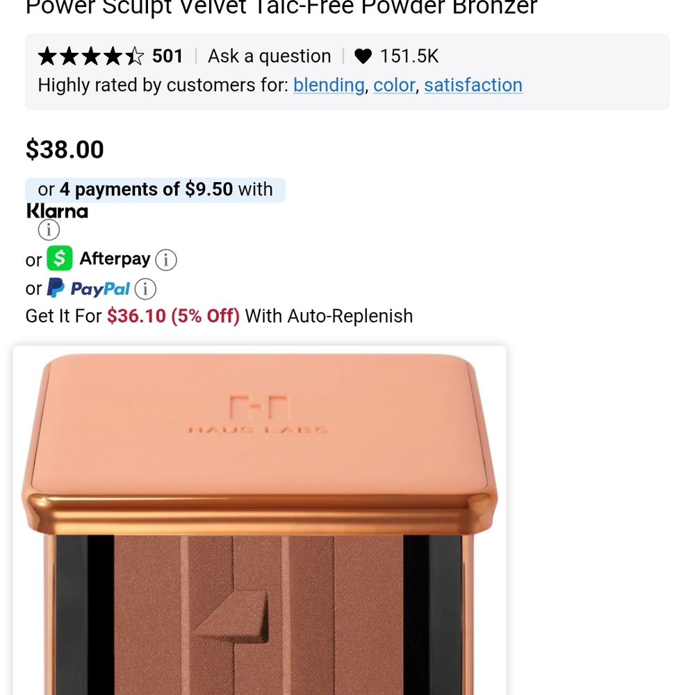 Haus Labs By Lady Gaga Power Sculpt Velvet Talc-Free Powder Bronzer - Rich Brown